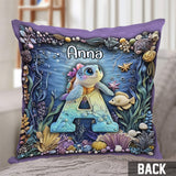 Cute Turtle Alphabet - Personalized Kid Throw Pillow