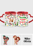 Christmas Is Coming - Personalized Couple Heart Handle Mug