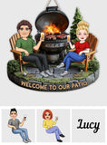 Welcome To Our Patio - Personalized Couple Custom Shaped Wood Sign