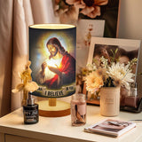 I Believe In You - Personalized Christian Tableside Lamp With Wood Base