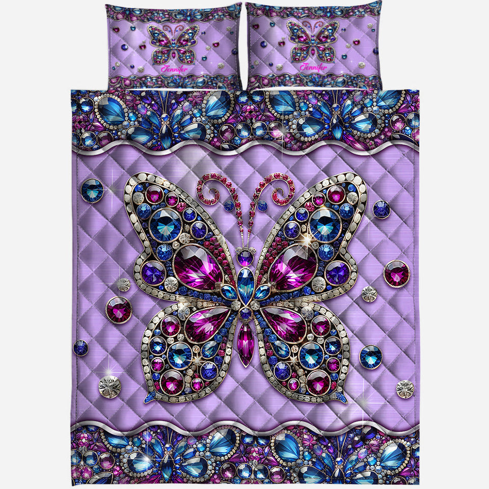 Sparkle Butterfly - Personalized Butterfly Quilt Set