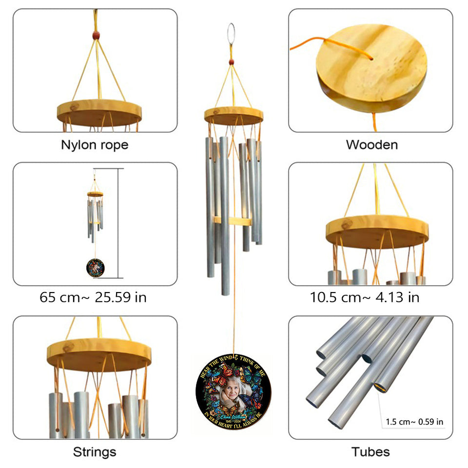 Hear The Wind And Think Of Me - Personalized Memorial Wind Chime Suncatcher