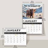 Moody Highland Cow 2025 - Personalized Highland Cow Wall Calendar & Desk Calendar