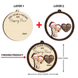 The Year I Found My "Missing Piece" - Personalized Couple 2 Layered Wooden Ornament