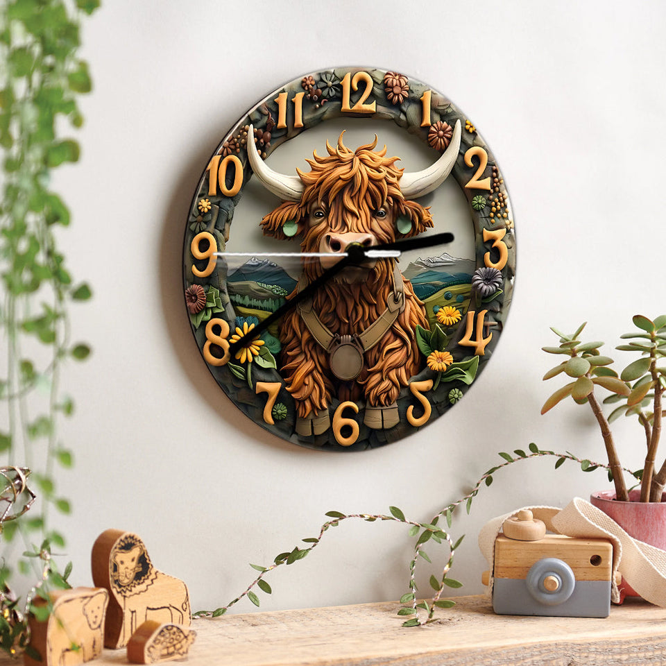 Love Highland Cow - Personalized Wall Clock