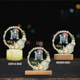 Ocean Pearl Wreath Mermaid Letter - Personalized Kid Shaped Plaque Light Base
