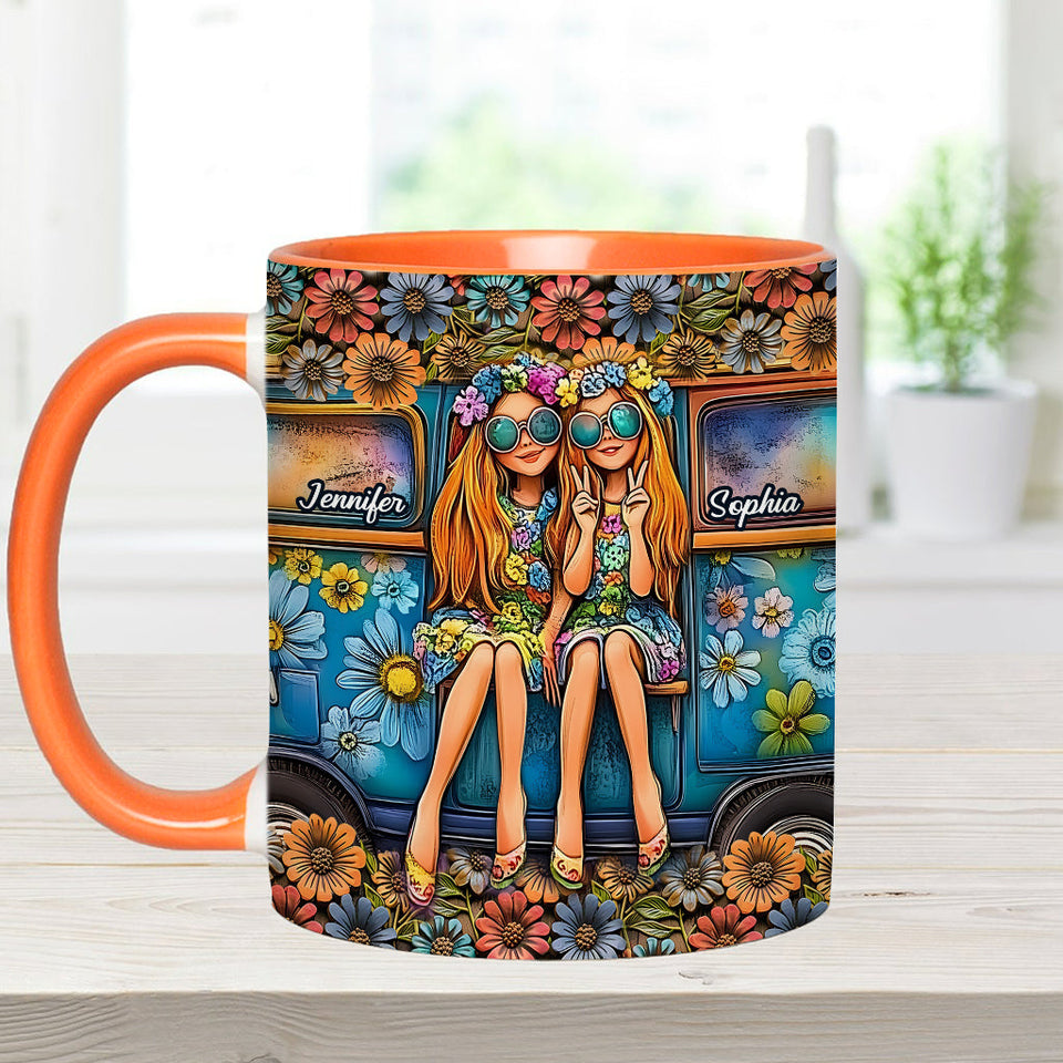 Soul Sisters Journey: Peace & Wanderlust - Personalized Hippie Accent Mug