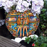 Soul Sisters Journey: Peace & Wanderlust - Personalized Hippie Heart Shaped Stone