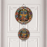 Stay Wild Moon Child - Personalized Hippie Round Wood Sign