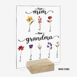 First Mother Now Grandma, Birth Flower Personalize - Personalized Grandma Transparent Acrylic Plaque