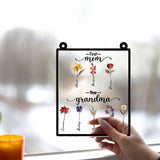 First Mother Now Grandma, Birth Flower Personalize - Personalized Grandma Window Hanging Suncatcher Ornament