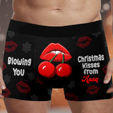 Blowing You Christmas Kisses - Personalized Couple Men’s Boxer Briefs