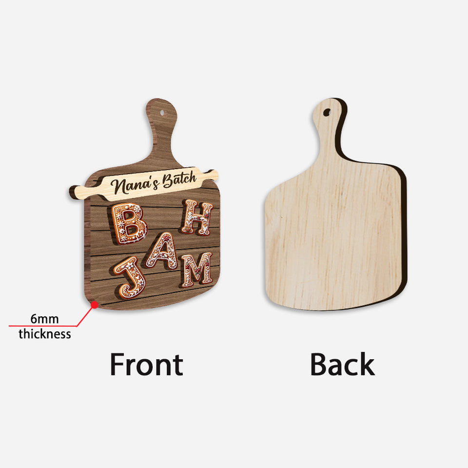 Gingerbread Alphabet Letter - Personalized Family 2 Layered Wooden Ornament