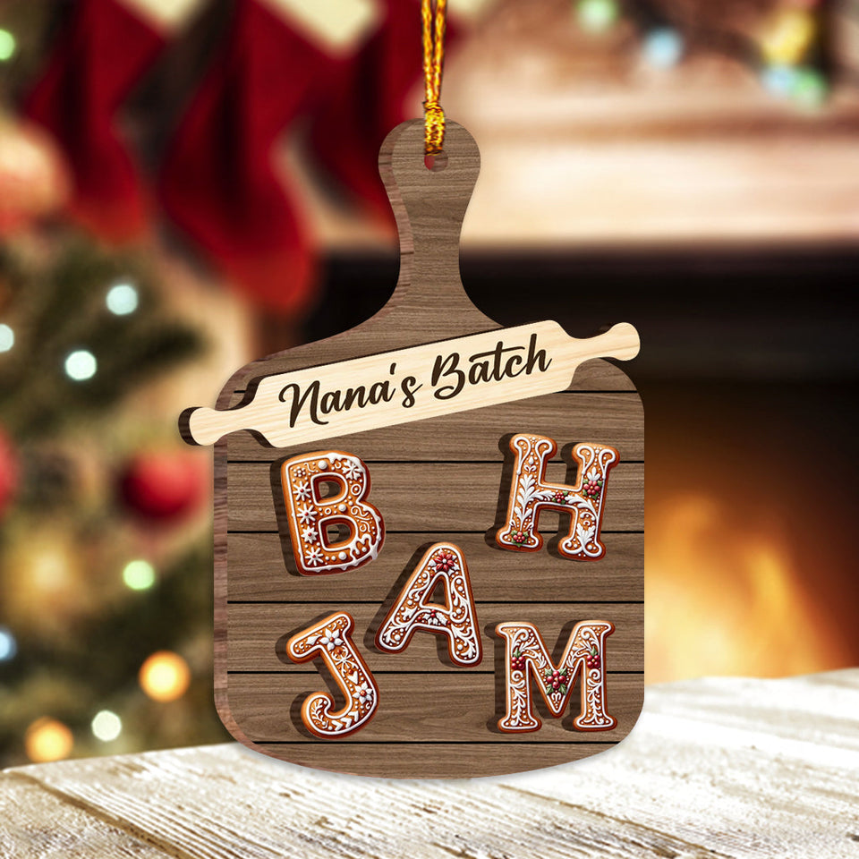 Gingerbread Alphabet Letter - Personalized Family 2 Layered Wooden Ornament