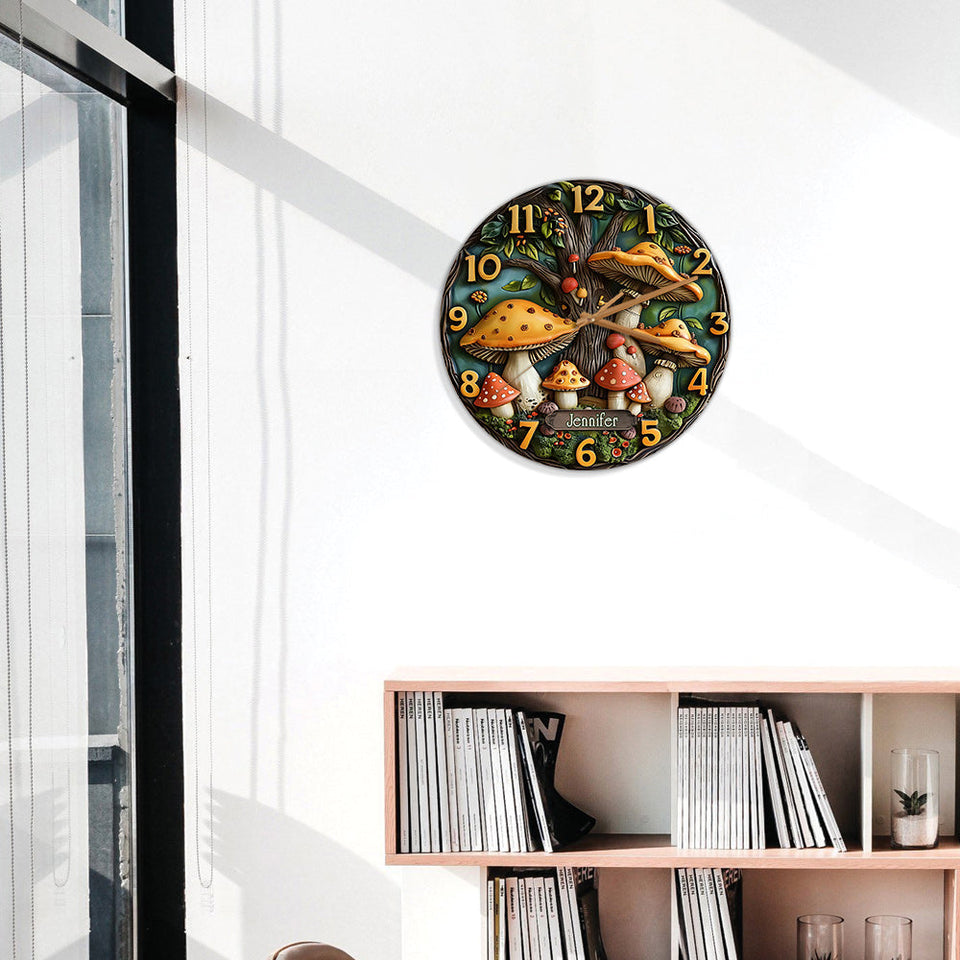 Mushroom Garden - Personalized Mushroom Wall Clock