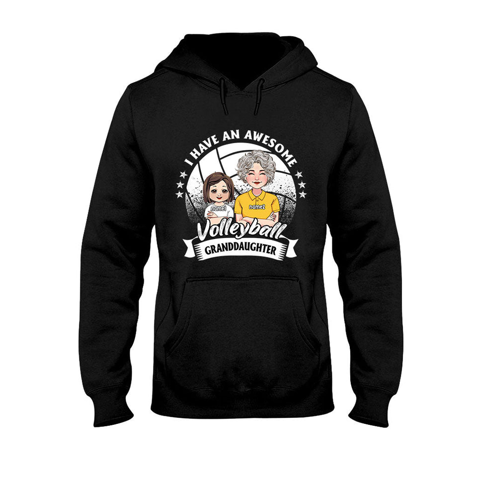Awesome Volleyball Granddaughter - Personalized Volleyball T-shirt And Hoodie