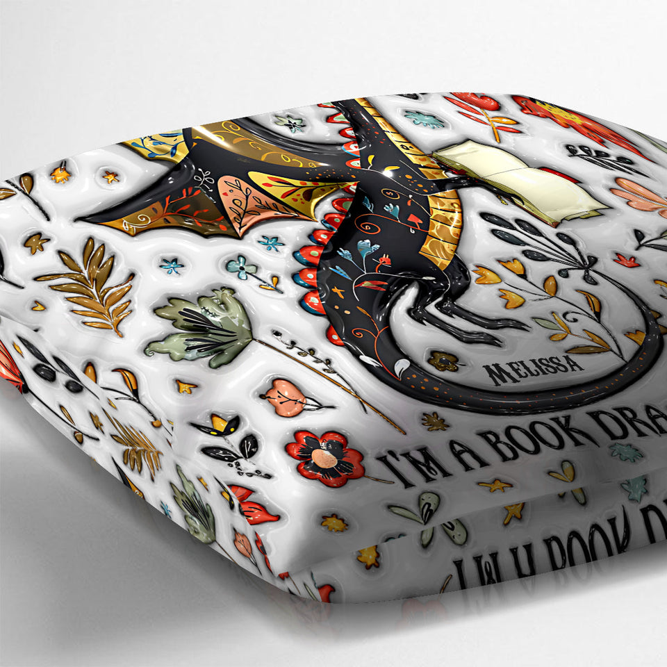 I'm Not A Book Worm I'm A Book Dragon - Personalized Book Throw Pillow