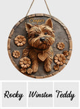 Cute Yorkshire Terrier - Personalized Dog Round Wood Sign
