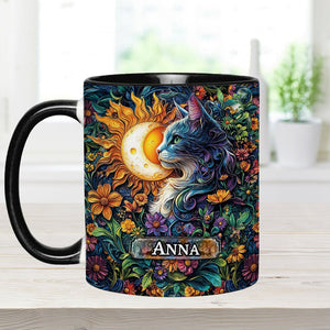 Floral Cat - Personalized Cat Accent Mug