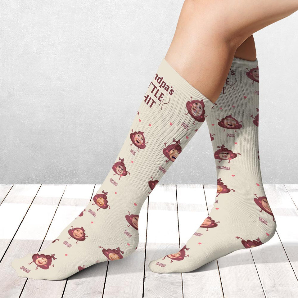 Daddy Little Shits - Gift for dad, grandma, grandpa, mom, uncle, aunt, brother, sister - Personalized Socks