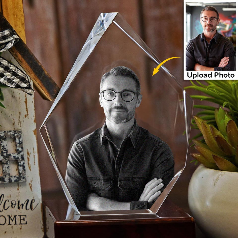 Custom Photo - Personalized Uncle Laser Engraving 3D Iceberg Shaped Crystal Lamp