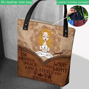 I'm Mostly Peace - Personalized Yoga Tote Bag