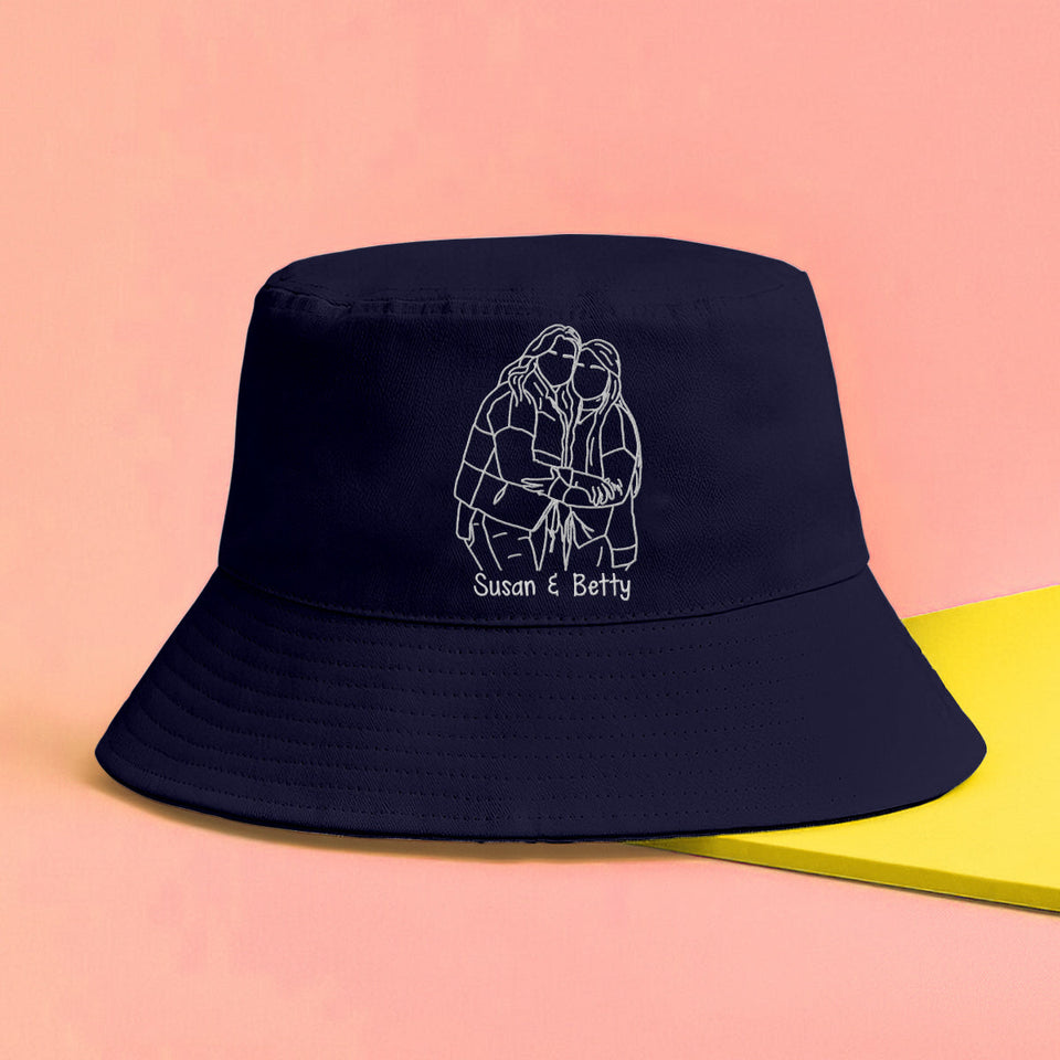 Custom Photo - Personalized Sibling Embroidered Bucket Hat