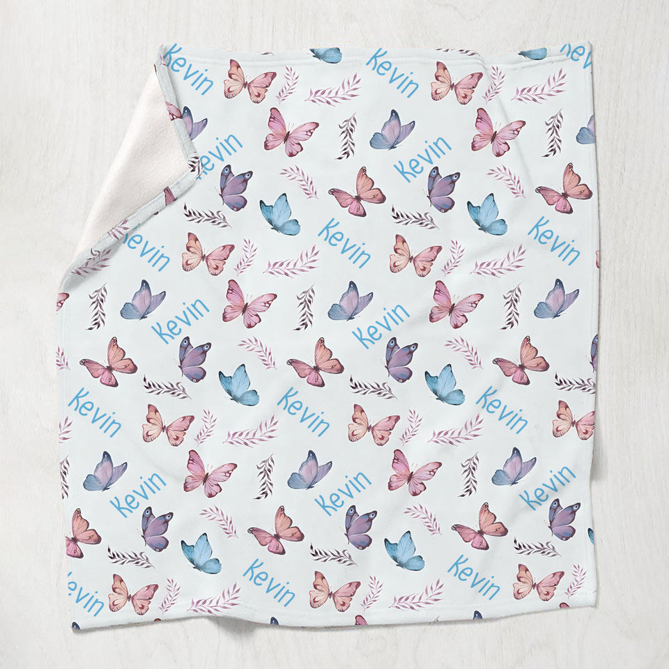 Butterfly Custom Name - Personalized grandson Blanket