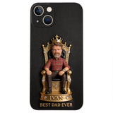 The King Dad - Personalized Father 3D Embossed Leather Phone Case