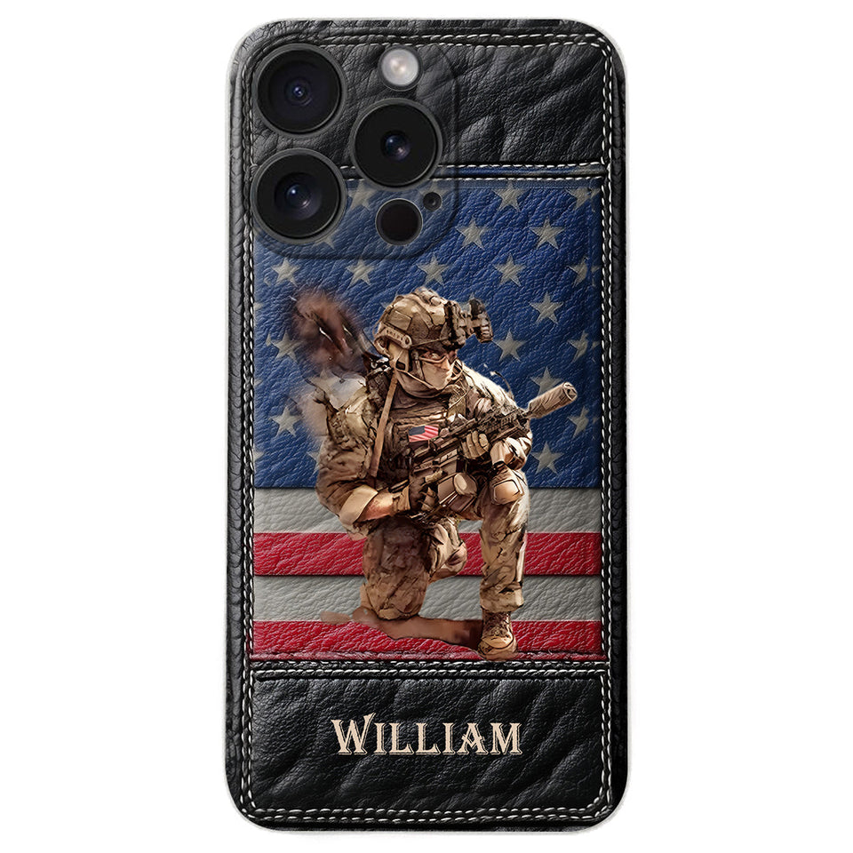 Military Art - Personalized Veteran Leather Phone Case