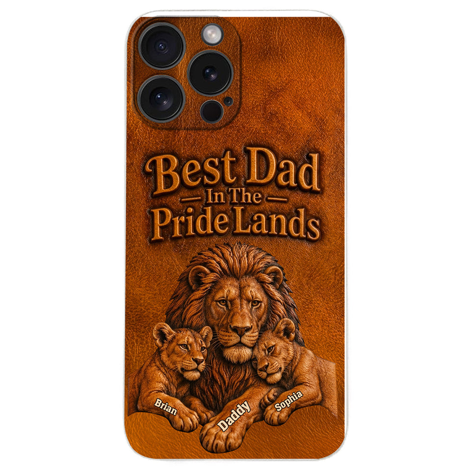 Papa Lion - Personalized Father 3D Embossed Leather Phone Case