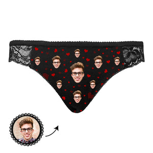 Custom Face Women Lace Sexy Panty - Personalized Couple Black Lace Panties