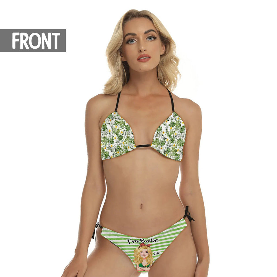 If Lost Return To Babe - Personalized Sea Lover Triangle Bikini Swimsuit And Men Shorts