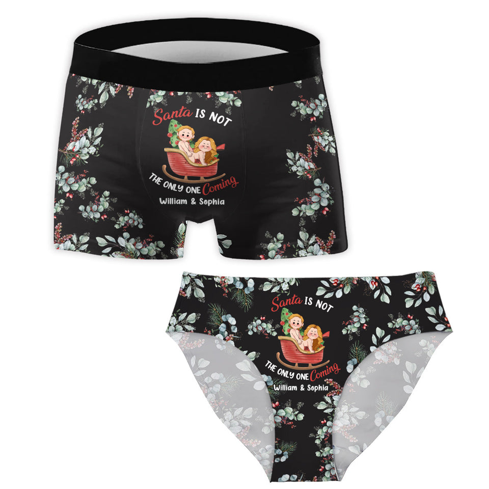 Set Santa Is Not The Only One Coming - Personalized Couple Women Briefs & Men Boxer Briefs
