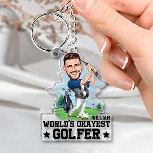 World's Okayest Golfer - Personalized Golf Keychain