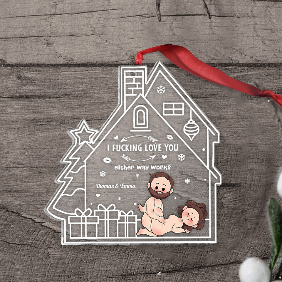 I love You - Personalized Couple Transparent Ornament