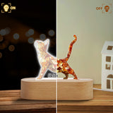 Boho Chic Cute Cats - Personalized Cat Shaped Plaque Light Base