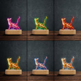 Boho Chic Cute Cats - Personalized Cat Shaped Plaque Light Base