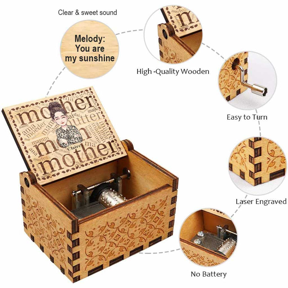 Mother International Language - Personalized Mother's Day Mother Hand Crank Music Box