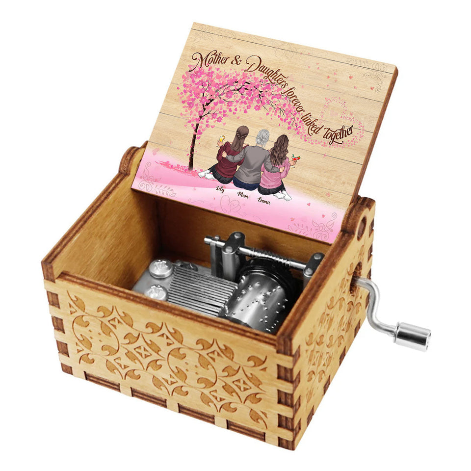Mother & Daughters - Personalized Mother Hand Crank Music Box