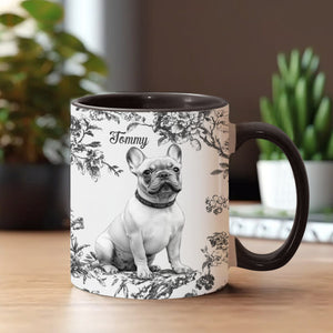 Custom Photo Puppy Toile de Jouy - Personalized Dog Accent Mug