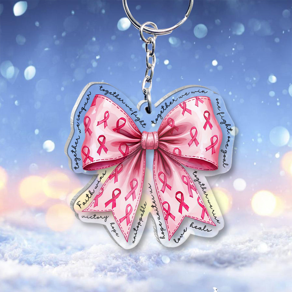 Together We Win - Breast Cancer Awareness Transparent Keychain