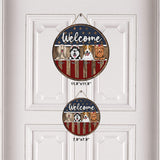 Welcome - Personalized Independence Day Dog Round Wood Sign