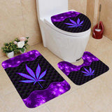 Magic Purple Leaf - Weed 3 Pieces Bathroom Mats Set