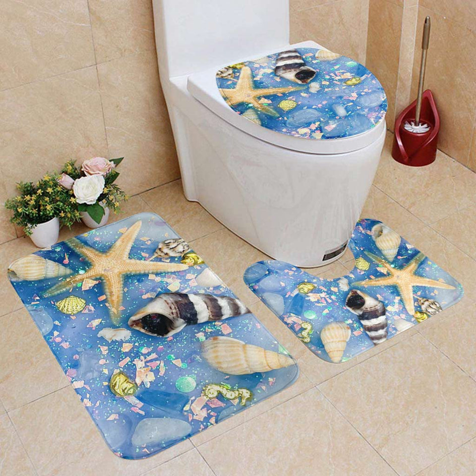 Beach Soul - Sea Lover 3 Pieces Bathroom Mats Set With 3D Pattern Print