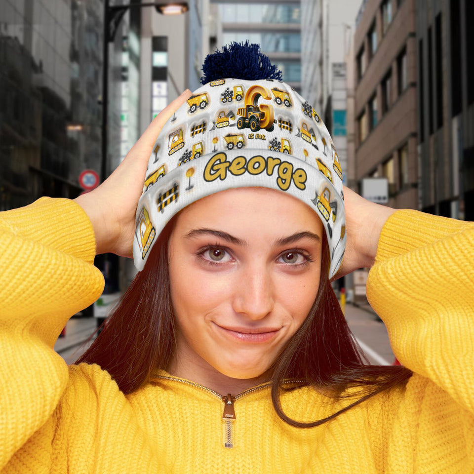 Construction Alphabet Letter - Personalized Kid Beanie Hat