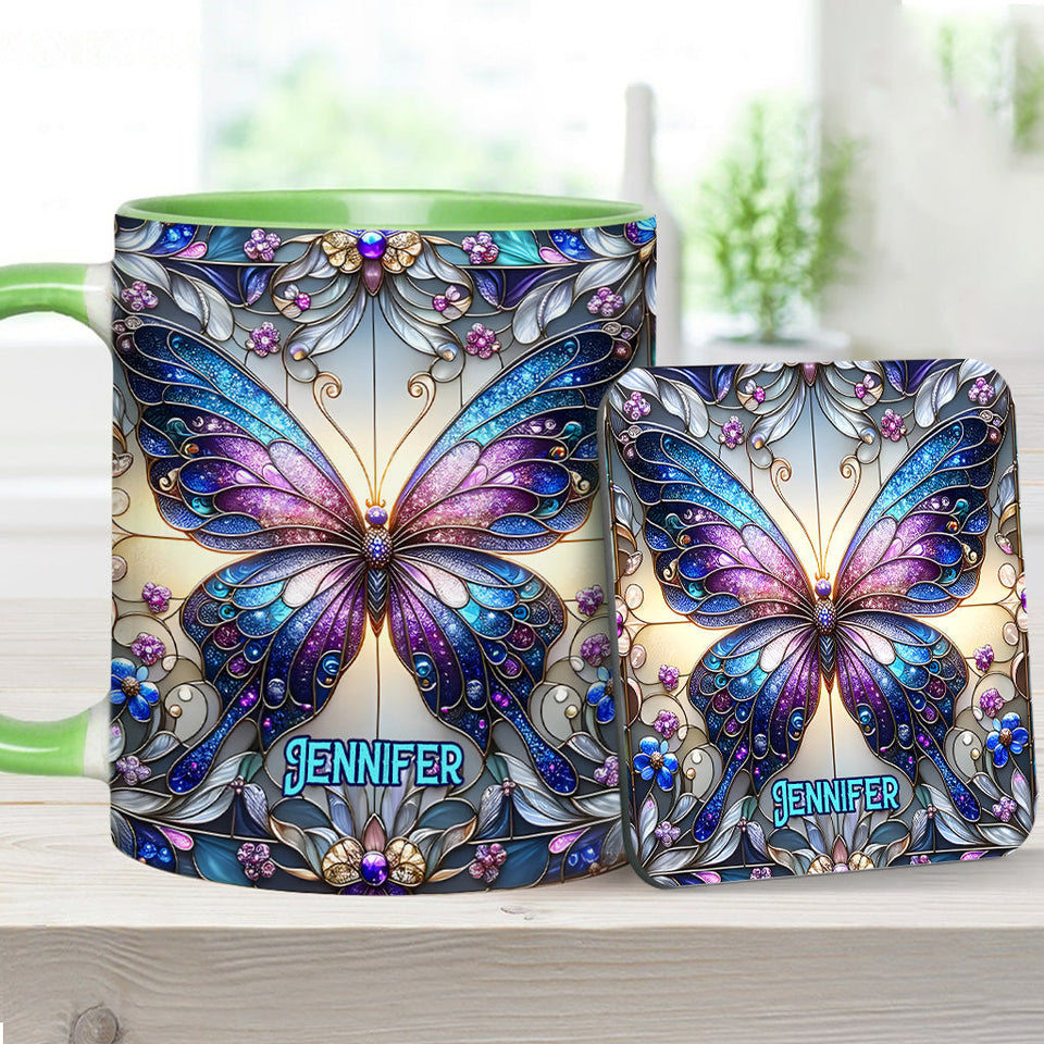 Beautiful Butterfly - Personalized Butterfly Accent Mug