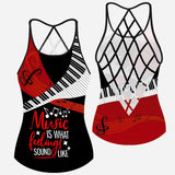 Music Is Life Piano Cross Tank Top