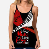 Music Is Life Piano Cross Tank Top