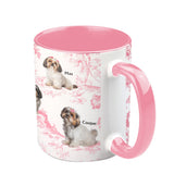 Custom Dog Photo Toile de Jouy Pattern - Personalized Dog Accent Mug